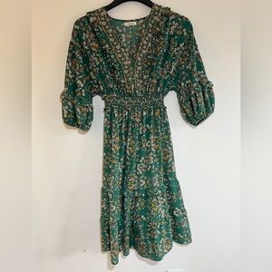 Max Studio Green Floral Midi Dress